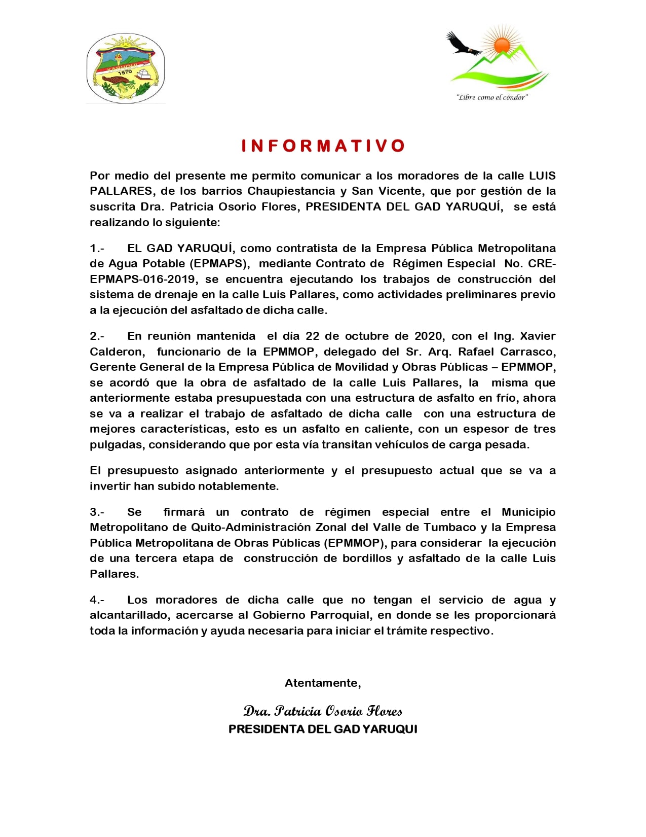 #GADYaruquí Informa